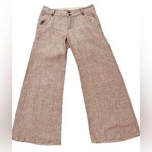 Arden B Tan Linen Pants Wide Leg 10 Minimalist Classic Y2K Business Casual Boho